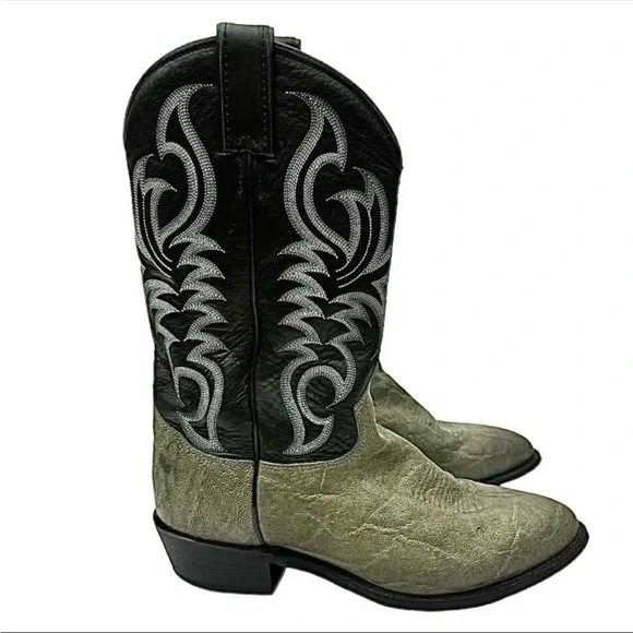 Tony Lama Mens Vintage 2-Tone Exotic Leather Cowboy Boots 10EE Pre-Owned